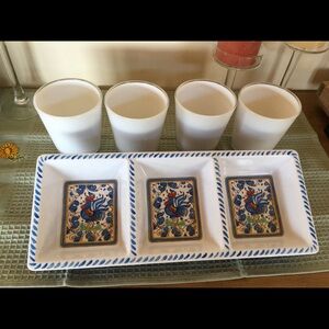Farmhouse plate and set of 4 cups